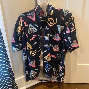 colorful neon short sleeve button up